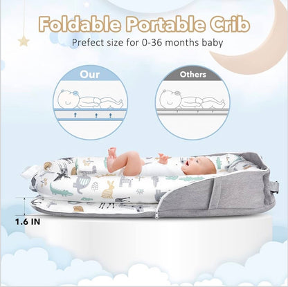 Kidspark Baby Lounger Cover Adjustable Baby Nest Cover for Co Sleeping, Ultra Soft 100% Cotton Baby Bed Cover Perfect for Traveling and Napping