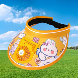 Stay Cool and Stylish with our Animal-Themed Summer Sun Visor Cap: Adjustable Strap and Built-in Fan - Kidspark