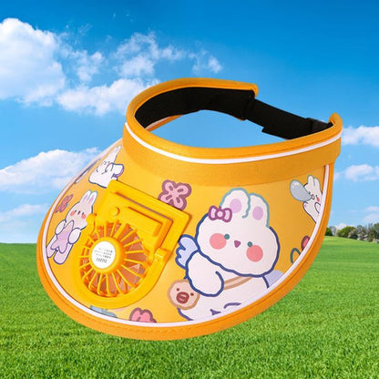 Stay Cool and Stylish with our Animal-Themed Summer Sun Visor Cap: Adjustable Strap and Built-in Fan - Kidspark
