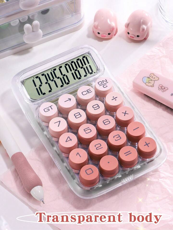 Transparent calculator, mechanical, electrical, aesthetic