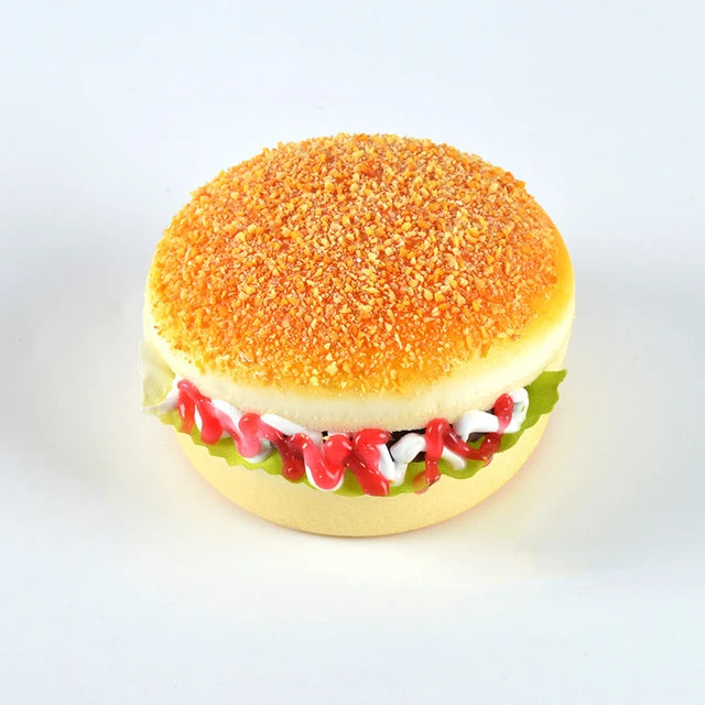 Realistic fake scented burger squishy with fridge magnet