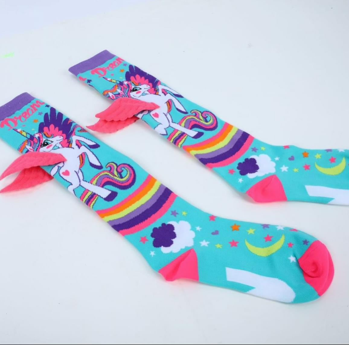 Premium quality 3D knee high unicorn socks