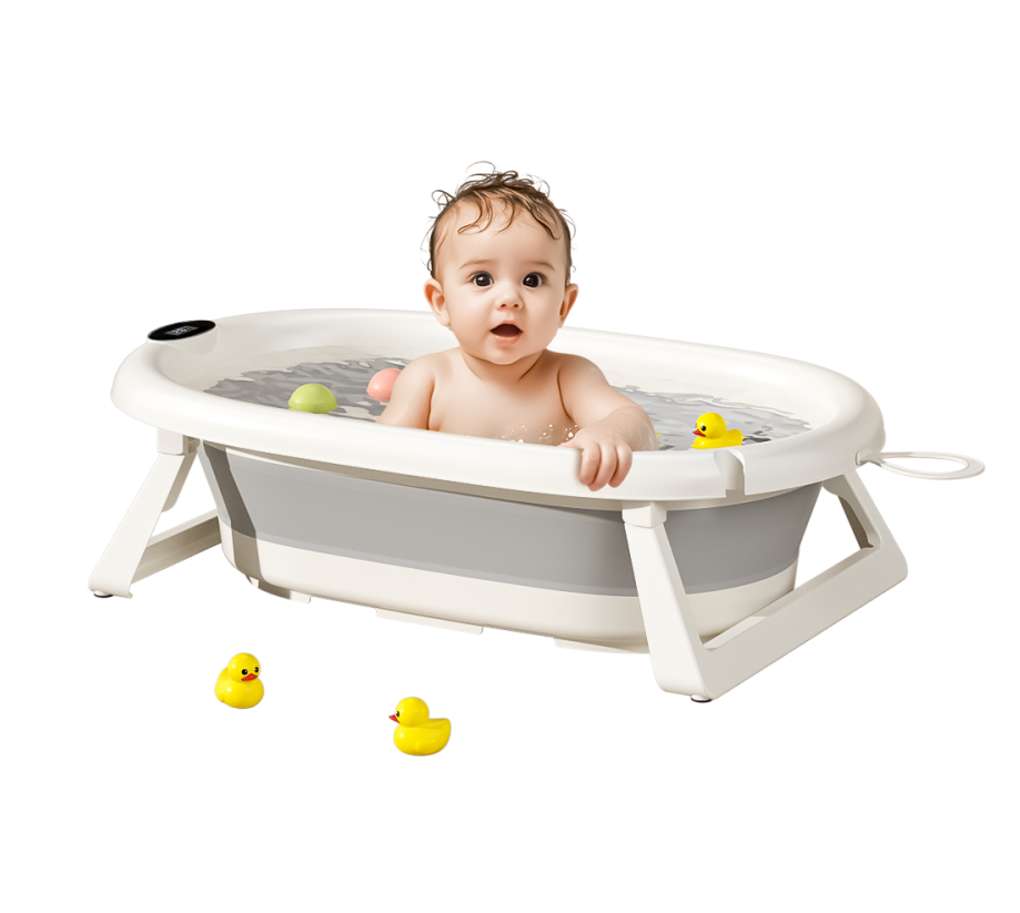 4 in 1 baby portable bath set | cushion | 2 x water ladle | Bucket | temperature monitor | EU standard quality
