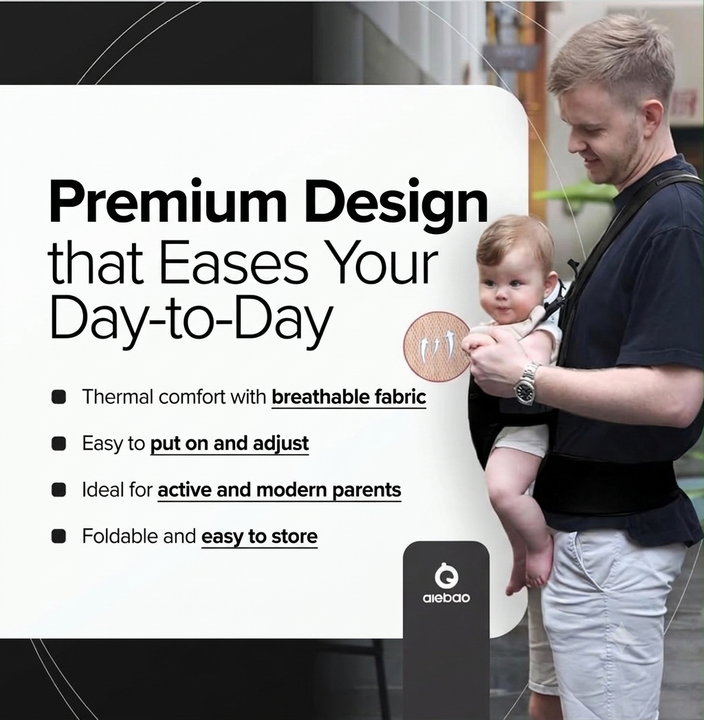 Kidspark Aiebao premium baby carrier | padded straps | M position sit| built in teether