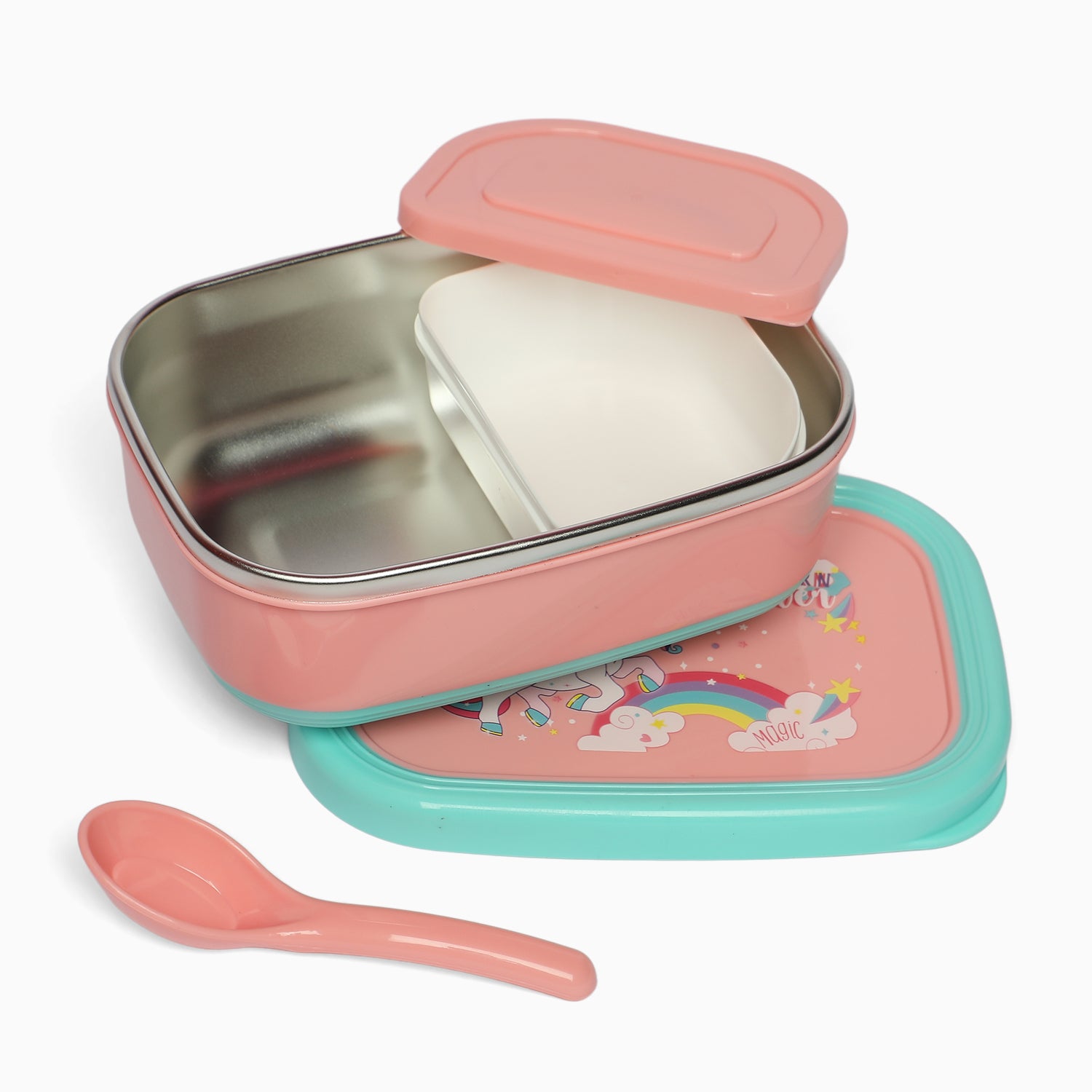 unicorn stainless Steel 2 compartment lunch box - Kidspark