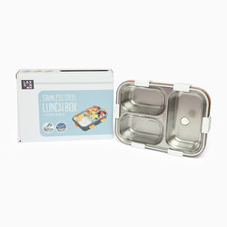 Triple Grid Insulated Steel Lunch Box - 750 ML (Peach) - Kidspark