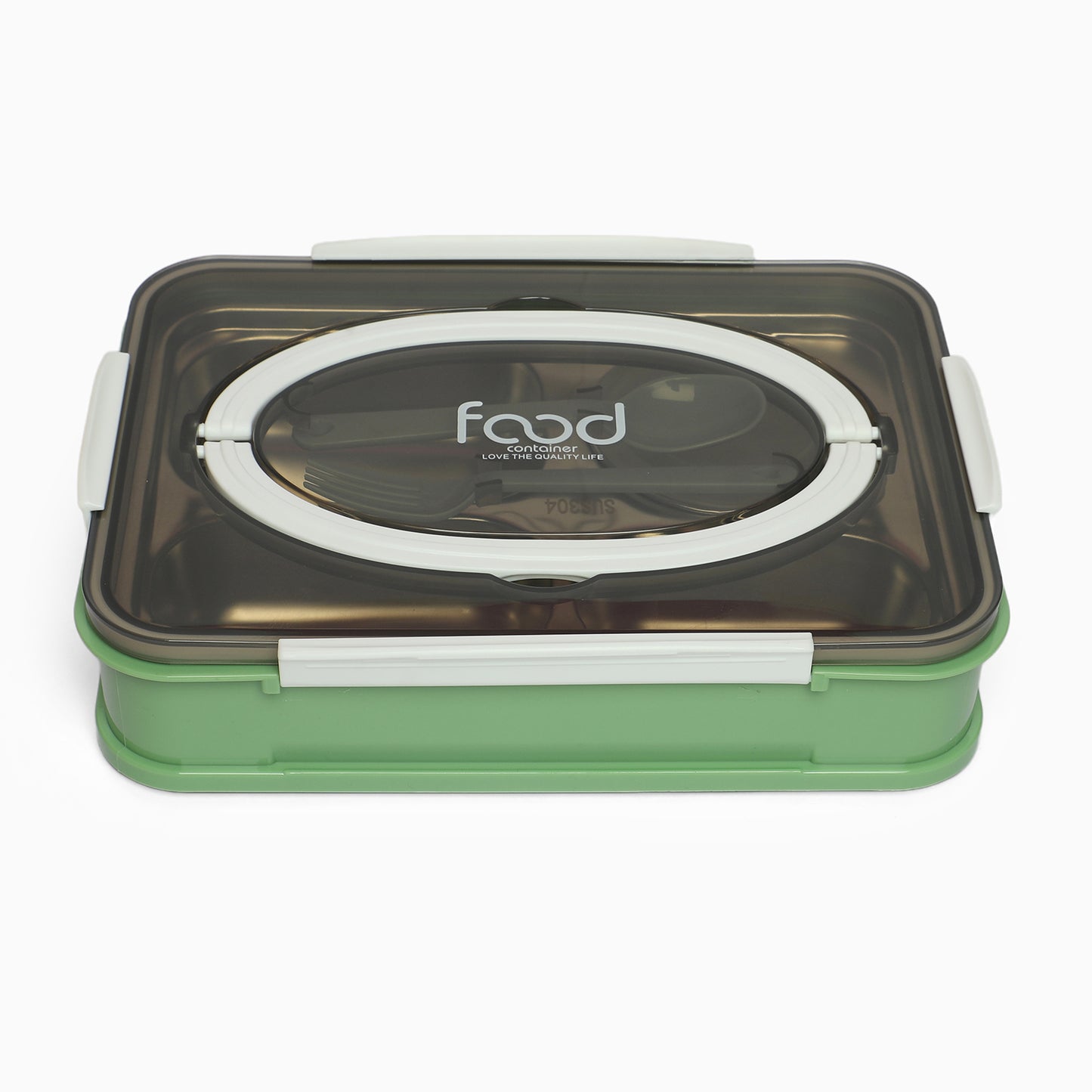 Food stainless steel 4 compartment lunchbox-1000 ml (green) - Kidspark