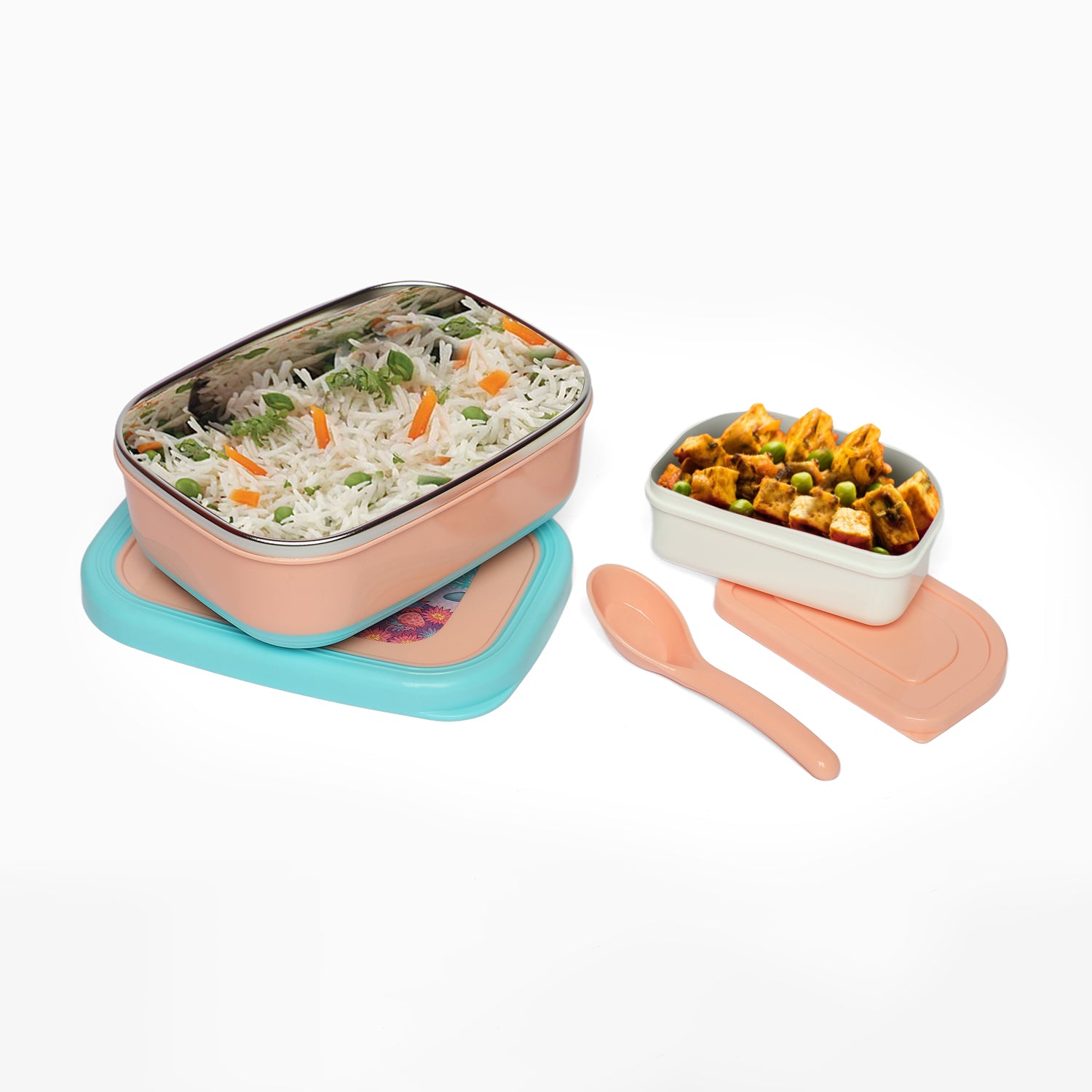 mermaid stainless steel 2 compartment lunch box