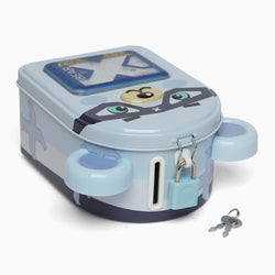 blue Teddy money bank with lock & key for kids - Kidspark