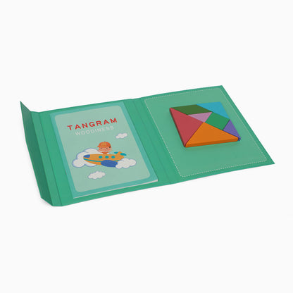 TANGRAM wooden magnetic puzzle book game for kids, Educational and early development - Kidspark