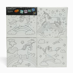 ZORSE Unicorn 4pc eight shades of Expression wooden frame canvas painting set 15 x 15cm - Kidspark