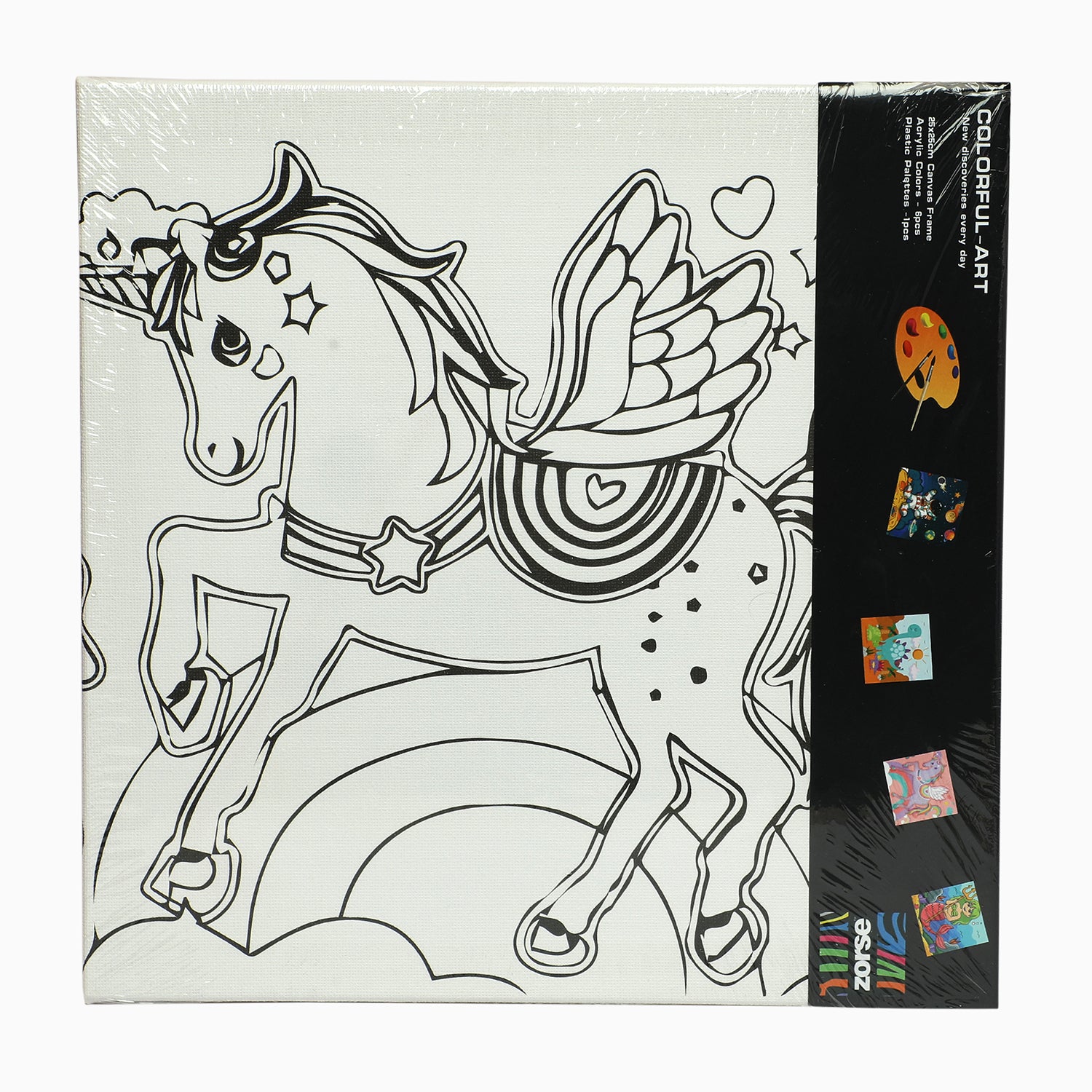 ZORSE unicorn six shades of Expression  wooden frame canvas painting set 25 x 25cm