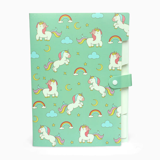 ZORSE unicorn green 6-Grid button file folder A4