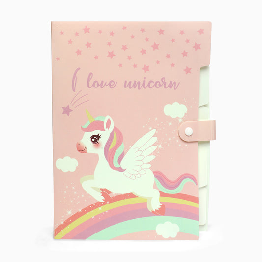 ZORSE pink unicorn 6-Grid button file folder A4