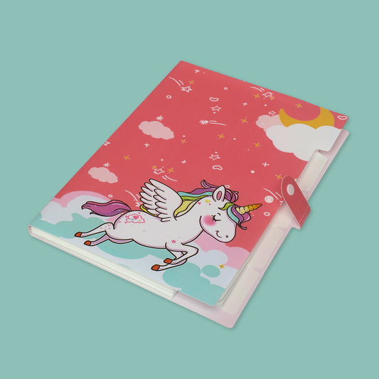 ZORSE red unicorn 6-Grid button file folder A4 - Kidspark
