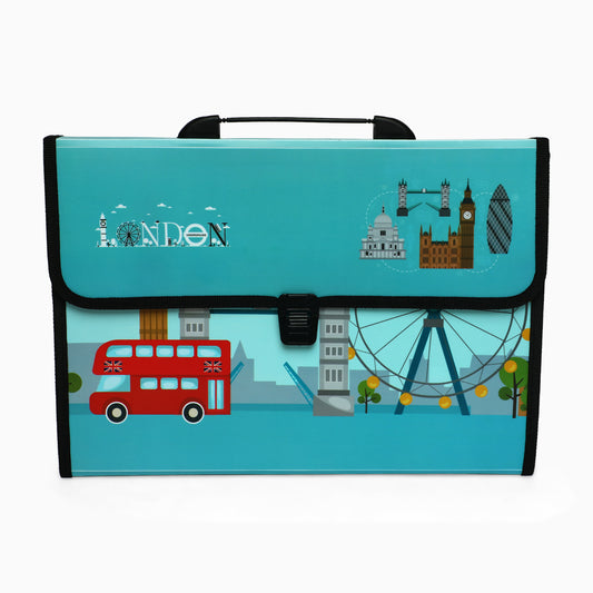 ZORSE London Themed Professional File Folders for Certificates, Documents Bag Document Holder (blue) - Kidspark