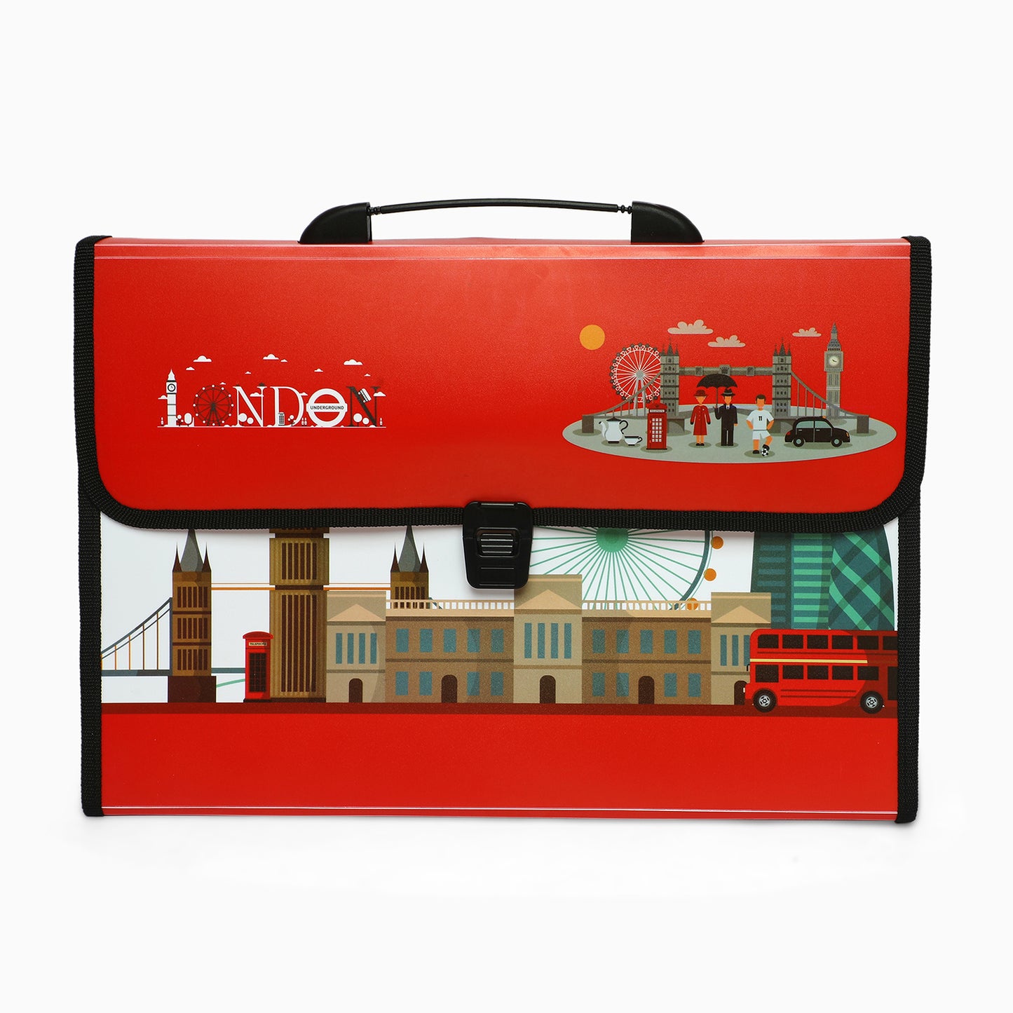 ZORSE London Themed Professional File Folders for Certificates, Documents Bag Document Holder (red) - Kidspark