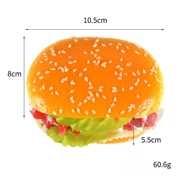 Realistic fake scented burger squishy with fridge magnet