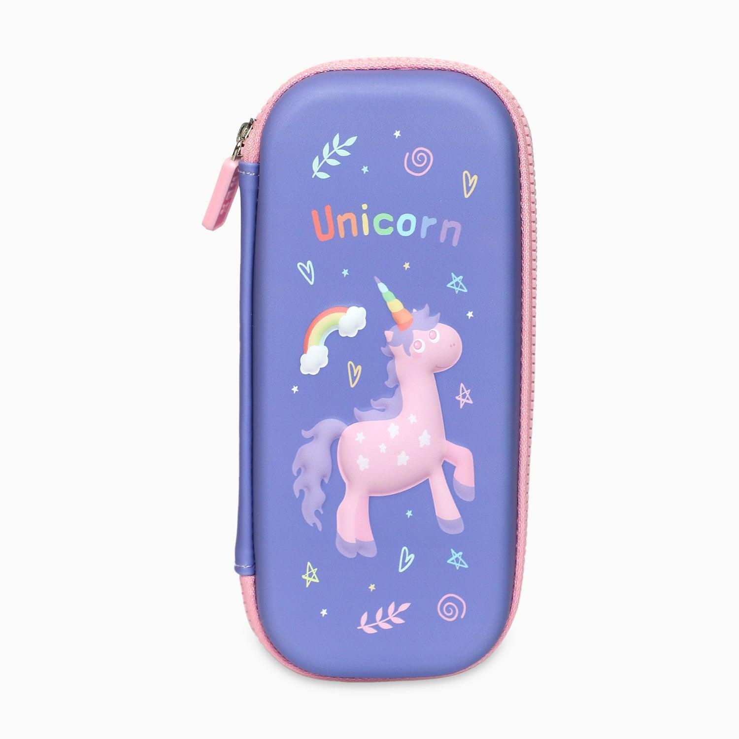 School Kids Hard Case unicorn purple Print Pencil Pouch small size