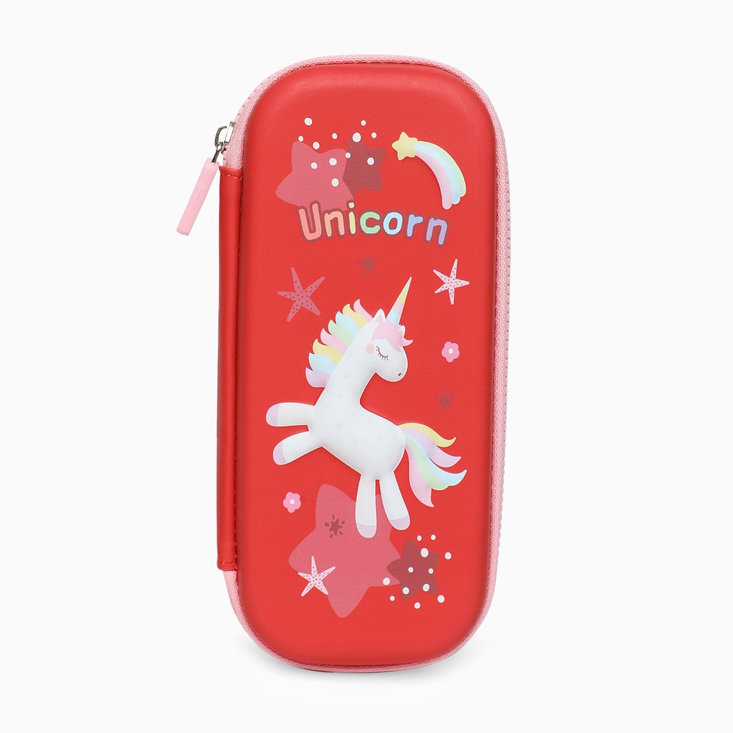 School Kids Hard Case unicorn red Print Pencil Pouch small size - Kidspark