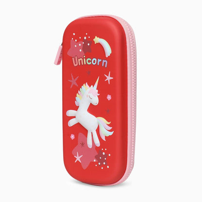 School Kids Hard Case unicorn red Print Pencil Pouch small size - Kidspark