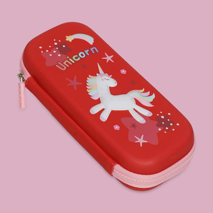 School Kids Hard Case unicorn red Print Pencil Pouch small size - Kidspark