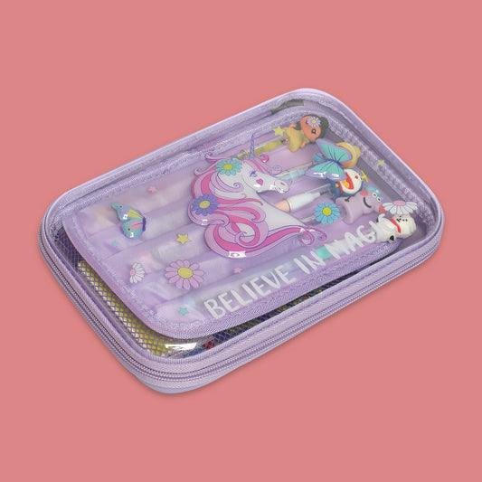 ZORSE school kids transparent unicorn hard case pouch