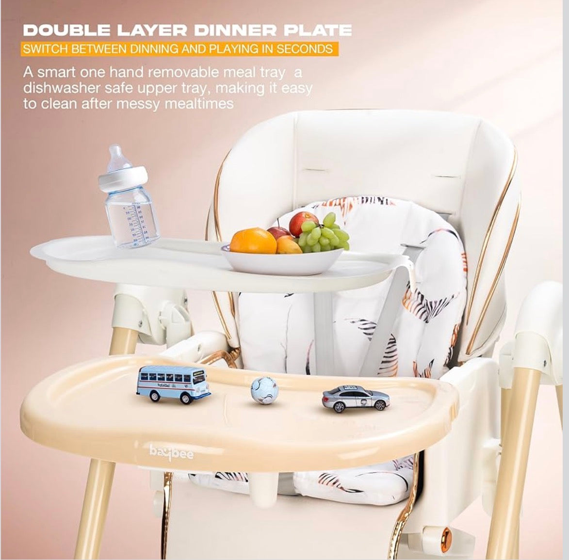 3-in-1 Convertible High Chair for Kids Adjustable Baby Feeding Chair with Swing | Recline | Detachable Tray | 5-Point Harness | Foldable Design | Multi-Height & Footrest Settings 6 Months to 5 Years