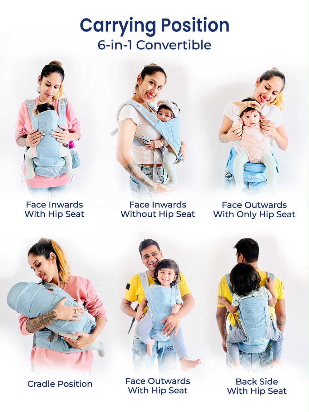 Kidspark loveme baby carrier | super adjustable | premium materials | cradle position