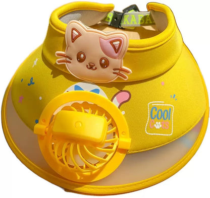 Stay Cool and Stylish with our Animal-Themed Summer Sun Visor Cap: Adjustable Strap and Built-in Fan - Kidspark