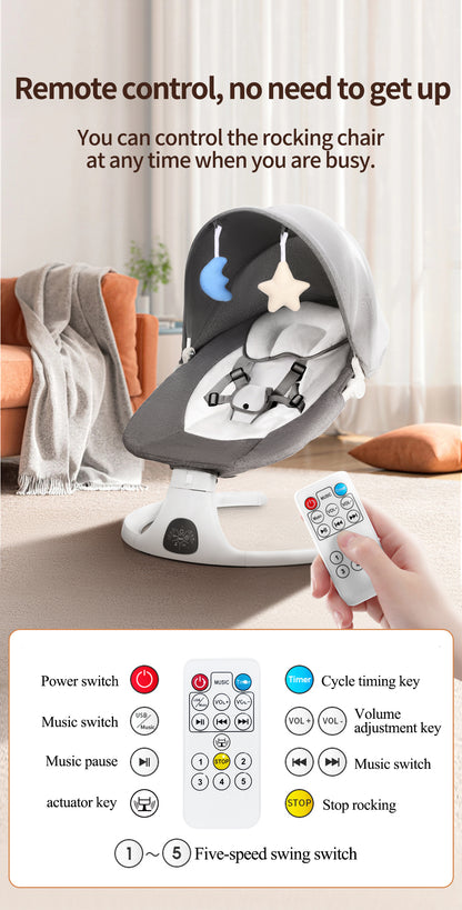 Baby Swing for Infants, Bluetooth Infant Swing with Music Speaker, Bluetooth Remote Control Timing Function with 5 Speeds, 3 Seat Positions,10 Music, 5 Point Harness Belt