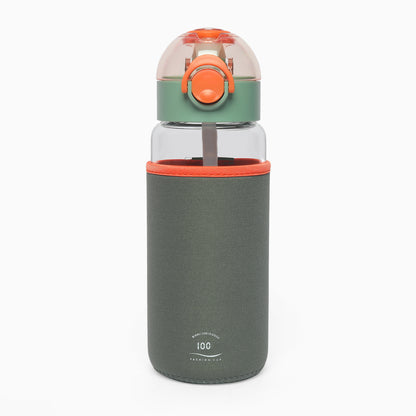 Water Bottle With Jute Cover For Travel Use Glass Bottle 600ML (green) - Kidspark