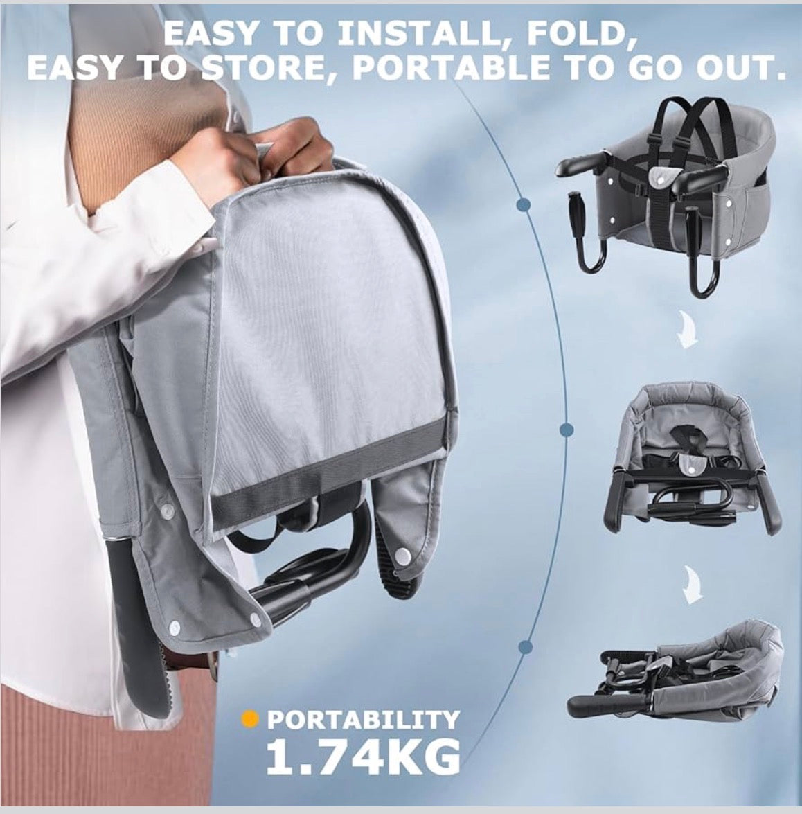 Kidspark baby high chair | hook on | portable | storage