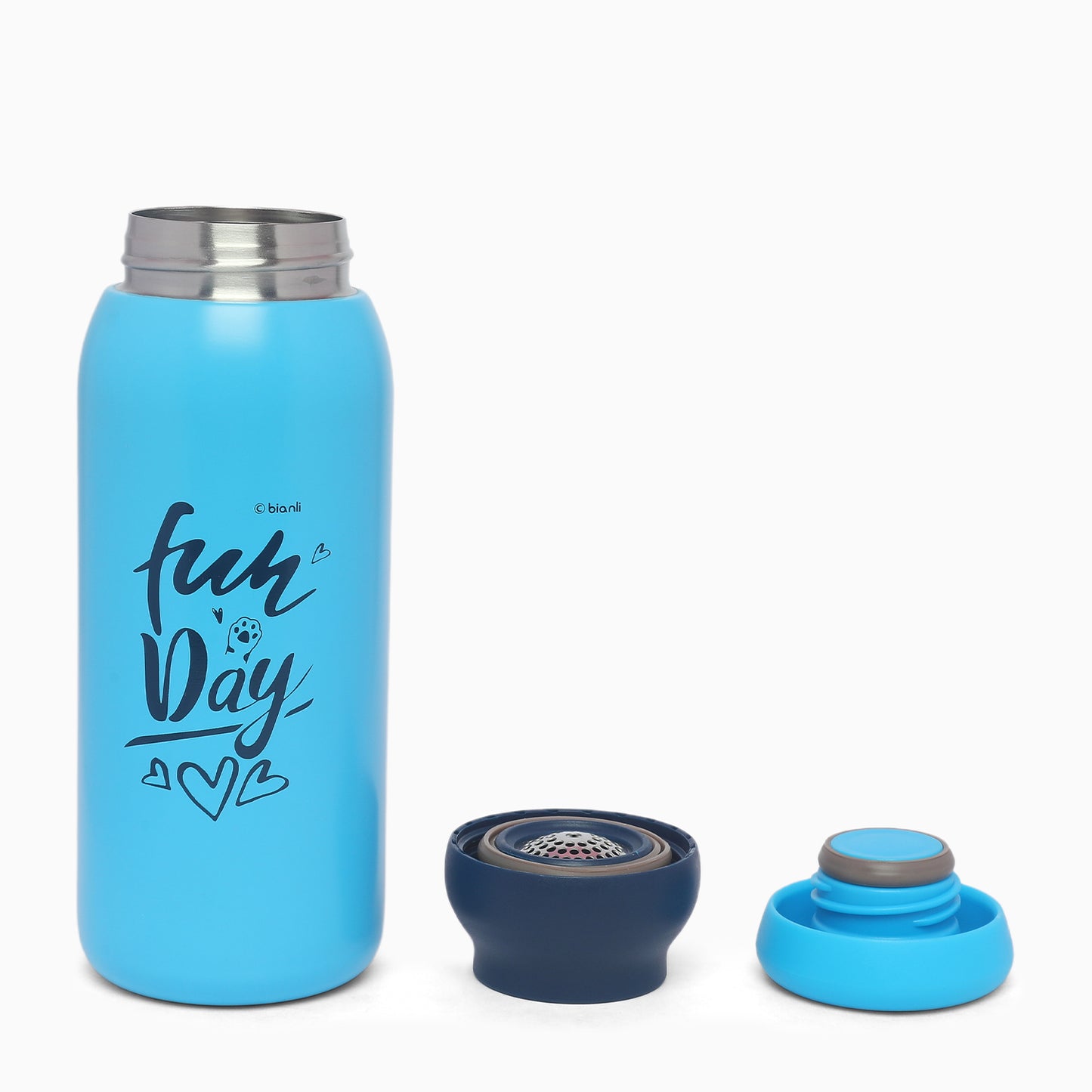 Stainless Steel Double-Wall Vacuum Insulated Bottle (430ml) For Kids Blue Fun Day Variant - Kidspark