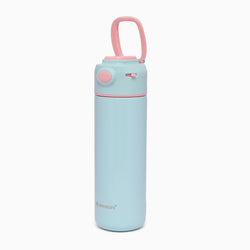 Premium quality vacuum stainless steel insulated sipper bottle lockable popup lid- 450ml (baby blue) - Kidspark