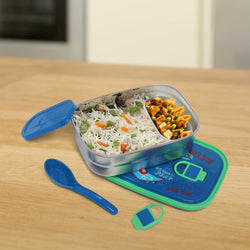 Dino Stainless-Steel 2 compartment Lunch Box for Kids - Kidspark