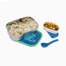 Dino Stainless-Steel 2 compartment Lunch Box for Kids - Kidspark