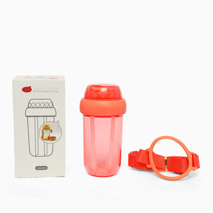 Dual sipper with strap slide to open bottle -560 mL (cherry red) - Kidspark