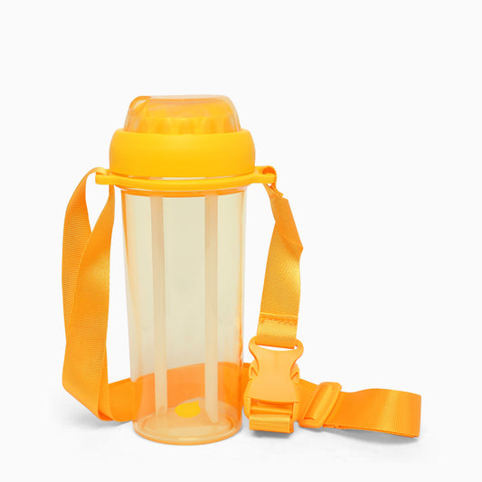 Dual sipper with strap slide to open bottle -700 mL (Yellow) - Kidspark