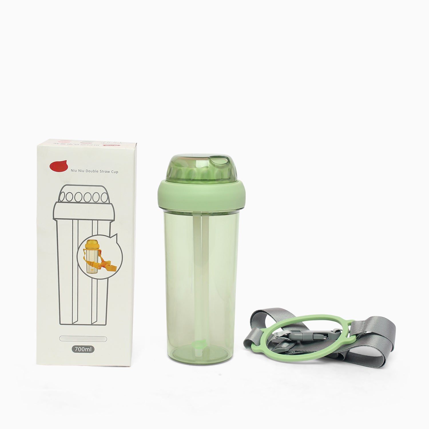 Dual sipper with strap slide to open bottle -700 mL (forest green) - Kidspark