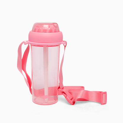 Dual sipper with strap slide to open bottle -700 mL (baby pink) - Kidspark