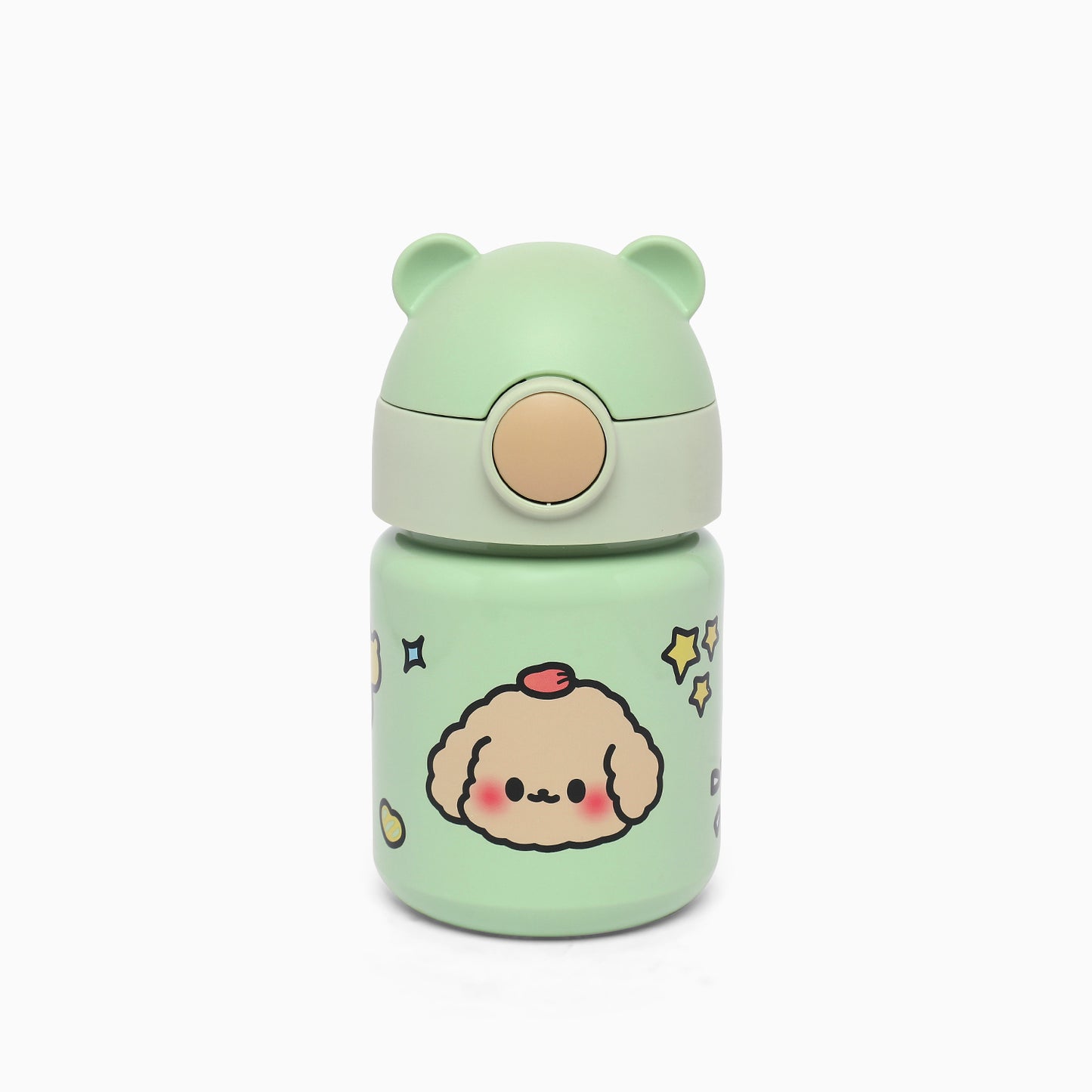 Happy bear insulated vacuum stainless steel thermos sipper bottle -400 mL (forest green) - Kidspark