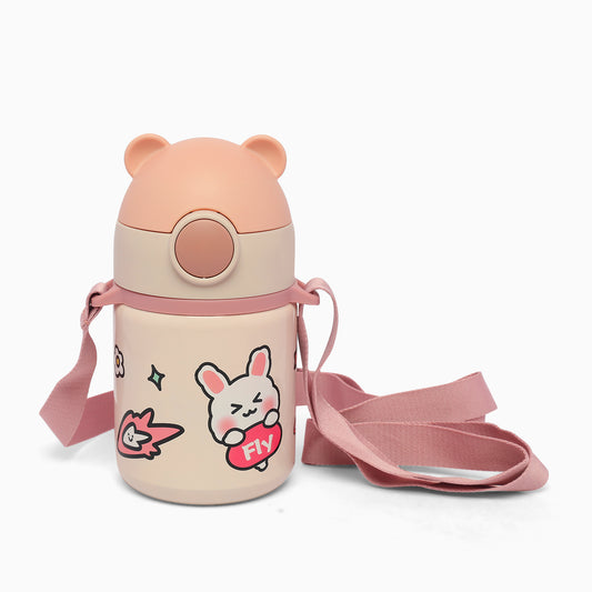 Happy bear insulated vacuum stainless steel thermos sipper bottle -400 mL (skin)