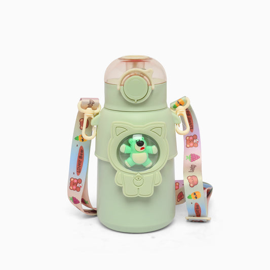 Durable Stainless Steel Kids Water Bottle with Leak-Proof Design, Straw Sipper,Double Wall Insulation bpa free - 600 ML ( forest green ) - Kidspark