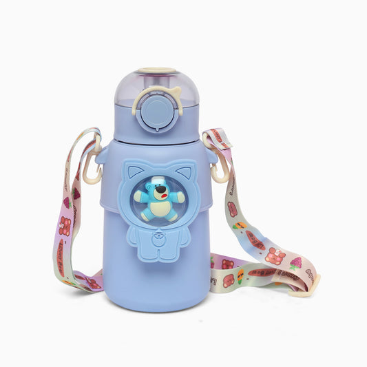 Durable Stainless Steel Kids Water Bottle with Leak-Proof Design, Straw Sipper,Double Wall Insulation bpa free - 600 ML (baby blue) - Kidspark