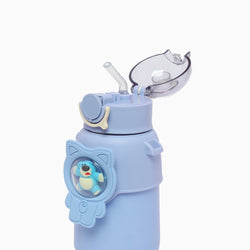 Durable Stainless Steel Kids Water Bottle with Leak-Proof Design, Straw Sipper,Double Wall Insulation bpa free - 600 ML (baby blue) - Kidspark