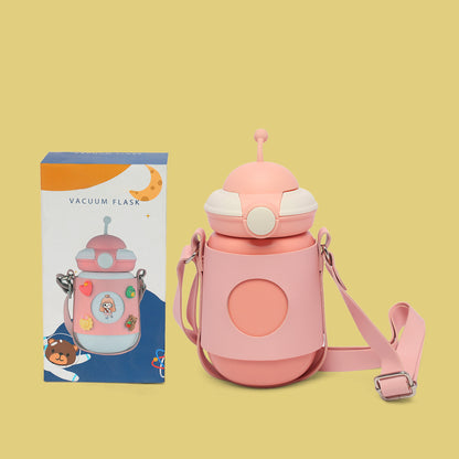 Space themed vacuum insulated flask sipper bottle with straps and bpa free(skin ) - Kidspark