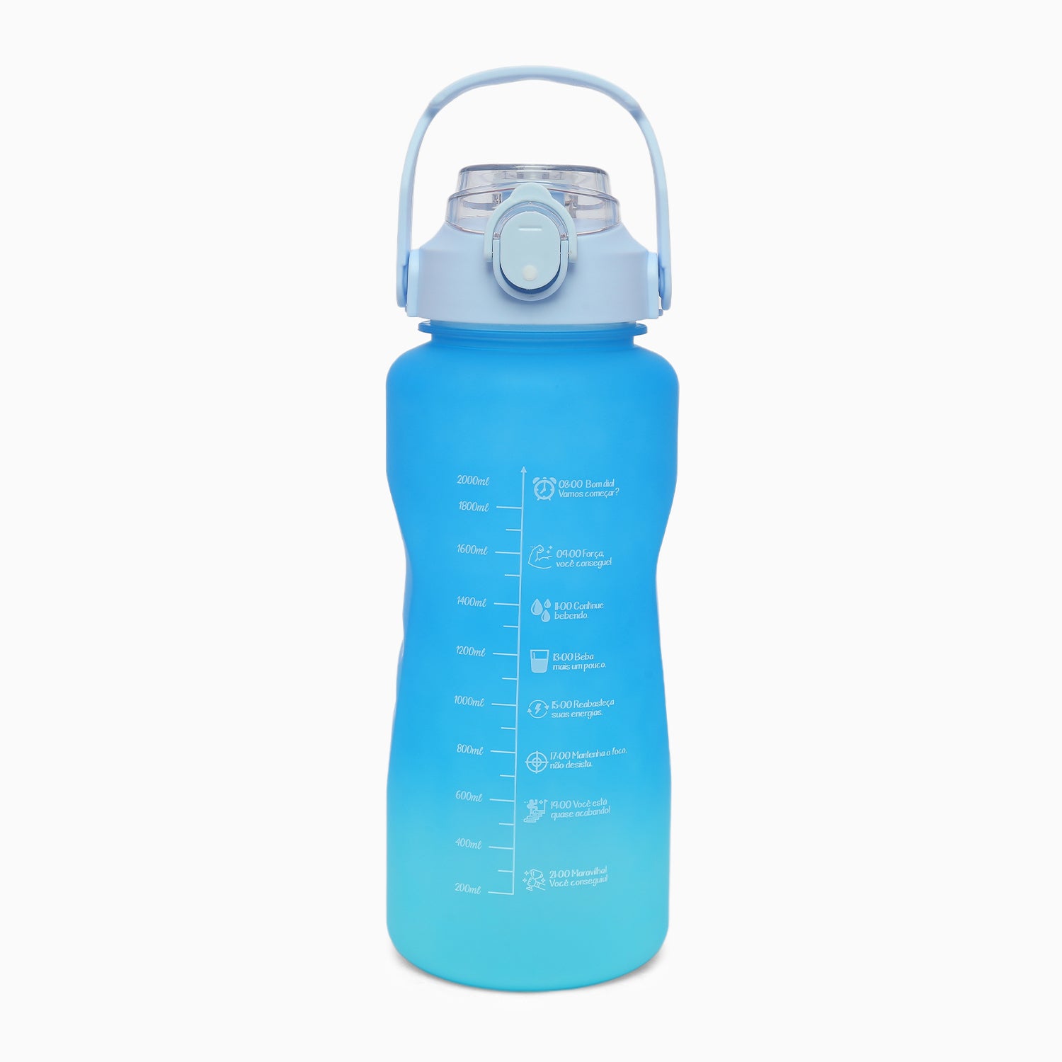 Motivational Water Bottle with Straw 3 Pcs, 2000ml 900ml 300ml Time Marker Large Capacity Cycling Bottle Leakproof Half Gallon 2L Water Jugs Sipper Water bottle for Sports Gym Travel BPA Free with stickers (blue and light blue) - Kidspark