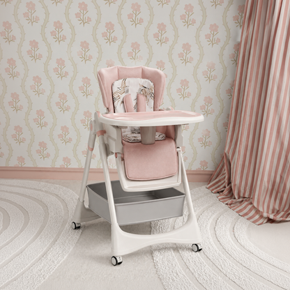 4-in-1  padded Convertible High Chair for Kids Adjustable Baby Feeding Chair with Swing | Recline | Detachable Tray | 5-Point Harness | Foldable Design | Multi-Height & Footrest Settings 6 Months to 5 Years | luxury