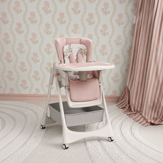 4-in-1  padded Convertible High Chair for Kids Adjustable Baby Feeding Chair with Swing | Recline | Detachable Tray | 5-Point Harness | Foldable Design | Multi-Height & Footrest Settings 6 Months to 5 Years | luxury